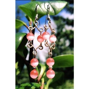 Alaskan Handcrafted Pink Amazonite Drop Earrings